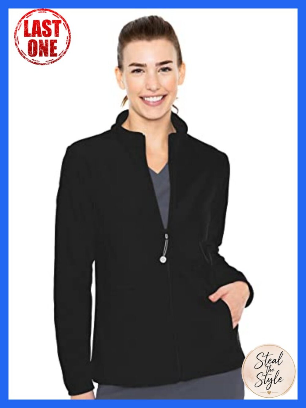 Med Couture Performance Fleece Scrub Jacket Women Zip Front Slim Fit